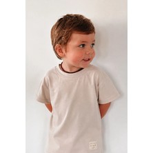 Cigit Etiket Detaylı T-Shirt 2-10 Yaş Kum