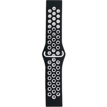 Etorva Store Watch 20MM Spor Delikli Kordon - Siyah-Beyaz