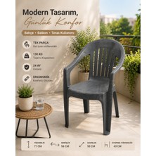Yognetic Rattan Desenli Kollu Sandalye | Bahçe & Balkon Sandalyesi - 2 Adet