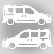 Empressco Fiat Doblo Sticker (2'li Takım) Doblo Gölge Sticker Oto Sticker Beyaz 20CM x 9cm