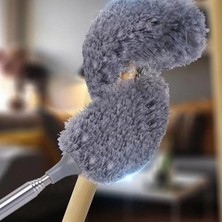 Mercora Tech 140 cm Teleskopik Uzatılabilir Mikrofiber Yumuşak Başlıklı Gri Toz Alma Fırçası Toz Püskül