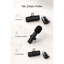 Datatek Kablosuz Yaka Mikrofonu Usb-C ve Lightning Uyumlu Tak Çalıştır Telefon Kayıt Mikrofonu