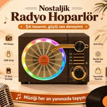 FaroxTech Nostaljik Tasarımlı Taşınabilir Fm Radyo Hoparlör – Usb/tf Kart, Aux Giriş ve Renkli LED Işık