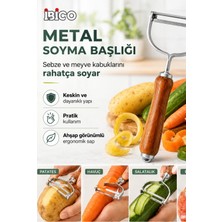 Datatek Ahşap Saplı Tek Başlıklı Metal Sebze ve Meyve Soyacağı Ergonomik Mutfak Aparatı