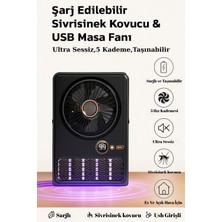 Mercora Tech Şarjlı ve Taşınabilir Masaüstü Vantilatör, 5 Kademeli Hız ve Sinek Kovucu Özelliğe Sahipti