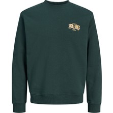 Jack & Jones Erkek Gögüs Baskili Bisiklet Yaka Sweatshirt - Aero