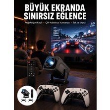 Mercora Tech Çift Kollu Game Box Projeksiyon Cihazı Kumandalı Android Tv Dahili Hoparlör Yeni Nesil