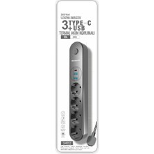 Datatek Termal Akım Korumalı 4 Prizli USB Girişli Uzatma Kablosu