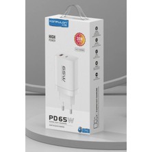 Etorva Store C99Q 65W Pd Destekli Type-C ve USB Çift Çıkışlı Hızlı Şarj Adaptörü - Beyaz