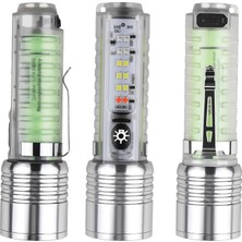Etorva Store Profesyonel Tg LED Güçlü 8 Modlu Type-C 1000 Lümen Polis Çakarlı Şarjlı El Feneri