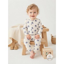 Gökçe Baby Erkek Bebek Şapka Baskılı, Önden Çıtçıtlı Uzun Kollu Tulum
