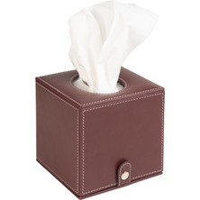 2K Peçetelik,butik Kutu Mendil,kağıt Mendil Muhafaza Kutusu,vegan Deri,13*13*13 Cm. Bordo