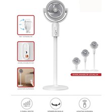 AyrStore Buğz Kumandalı Şarjlı Ayaklı Vantilatör, 5 Kademeli Sessiz Çalışma ve Taşınabilir Tasarı