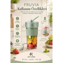 Pratik Kullanımlı Şarjlı Meyve Suyu Blenderı Kapaklı Pipetli Smoothie Hazneli