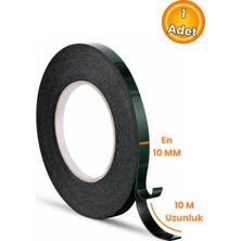 Nublado Çift Taraflı Köpük Bant Siyah 10 mm x 10 Metre – 1,5 mm Kalınlık Eva Sünger Bant, Güçlü Yapışkanlı Montaj ve Sızdırmazlık Bandı