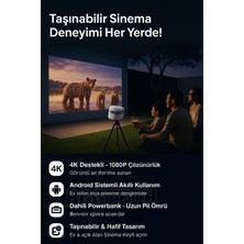 Datatek 4K Destekli 1080P Çözünürlüklü Android Projeksiyon Cihazı, Taşınabilir ve Kablosuz Bağlantılı