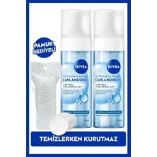 Nivea Canlandırıcı Yüz Temizleme Köpüğü 150ml, Nemlendirici, Normal ve Karma Cilt, X2Adet, Pamuk Hediye