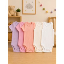 Bulut Anne ve Çocuk Çıtçıtlı Body 5li Karışık 12-36 Ay Kız Erkek /askılı-Kısa Kollu/jakarlı-Raporlu-Düz Mix