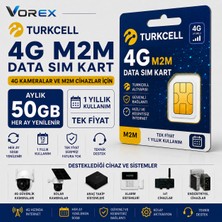 Vorex Turkcell Lte M2M Data Sım Kart 50GB | 1 Yıllık 4g Veri Hattı Kamera Iot Alarm Araç Takip