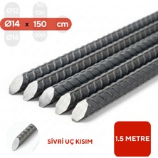 MM DEMİR MARKET mm Demir Market 14 mm Sivri Uçlu Demir Kazık 1,5 Metre | Elektrikli Çit Izolatörleri ile Uyumlu | Çit Direği |fidan Destek Çubuğu - Inşaat Demiri