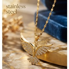 Stainless Steel 316L Çelik Zincir Gold Renk Anka Kuş Model Kolye