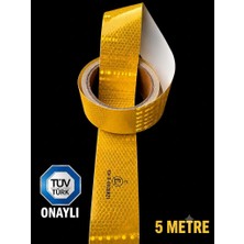 Opersan Reflektif Reflektör Bant-Sarı Reflektif Bant-Tüvtürk Onaylı-5 Metre-5 Cm-Reflektif Reflektör Şerit