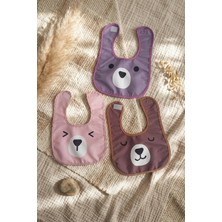 Etorva Store Beary Comfort 3'lü Paket Sıvı Geçirmez Leke Tutmaz Ayıcık Figürlü Bebek Mama Önlüğü Seti