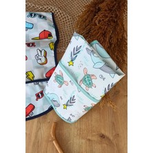 Etorva Store Play - Dolphin Desenli Sıvı Geçirmez Kolsuz 6-24 Ay 2'li Aktivite ve Mama Önlüğü