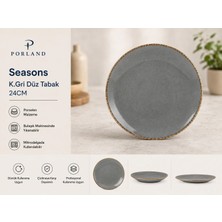 Porland Seasons K.Gri Düz Tabak 24Cm