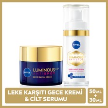 Nivea Luminous630 Thiamidol Etkili Leke Karşıtı Cilt Serumu 30ml Ve Gece Yüz Bakım Kremi 50ml, Hyaluronik Asit, Nemlendirici