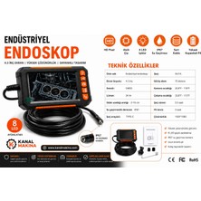 Kanal Makina Endüstriyel Endoskop Kamera 4.3" Hd