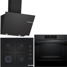 Bosch Siyah 3 Lü Ankastre Set 502 ( HJG852YT0T - POP6C6P31O - DWK66PJ60T ) - 3D Fry Hava ile Kızartma -