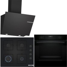 Bosch Siyah 3 Lü Ankastre Set 492 ( HUA717BA0T - POP6C6P31O - DWK66PJ60T ) - Buhar Destekli -