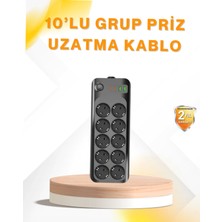 Brf Store Sepetium 10’lu Çoklu Priz Termal Korumalı USB Type-C Çıkışlı 2500W Uzatma Kablosu