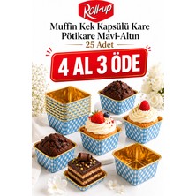 Dolphin Muffin Kek Kapsülü Kare Pötikare Mavi-Altın 25li | Cupcake Kalıbı, Kağıt Muffin Kapsülü, Kek Kalıbı, Muffin Cup