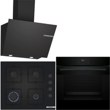 Bosch Siyah 3 Lü Ankastre Set 500 ( HJG852YB0T - POP6C6P31O - DWK66PJ60T )  - 3D Fry Hava ile Kızartma -