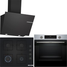 Bosch Siyah 3 Lü Ankastre Set 494 ( HUA717BR0T - POP6C6P31O - DWK66PJ60T ) - Buhar Destekli -
