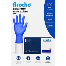 Broche TEK KULLANIMLIK PUDRASIZ NİTRİL ELDİVEN S BEDEN KOBALT MAVİ 100'LÜ