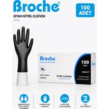 Broche Tek Kullanımlık Pudrasız Nitril Eldiven Xl Beden Siyah 100'LÜ