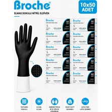 Broche ELMAS DOKULU EKSTRA KALIN SİYAH NİTRİL ELDİVEN L BEDEN 10'LU PAKET