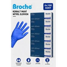 Broche PUDRASIZ KOBALT NİTRİL ELDİVEN L BEDEN 6'LI PAKET