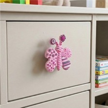 Eym Çocuk Odası Mobilya Kulp Dolap Düğme Pembe Kelebek No:32