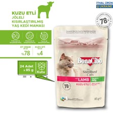 BonaCibo Jöleli Kuzu Etli Pouch Yaş Kısır Kedi Maması, 85 gr x 24 Adet