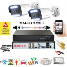 Qromax 2 Kameralı Set - Yapay Zeka Özellikli Gece Renkli Sesli FullHD 5Mp Lensli 12 Warm Ledli Güvenlik Kamerası Seti 312WS-104