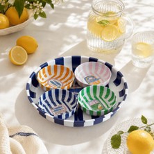 Sarkap Home 26 cm Sardines Mavi Meyve Tabağı ve 4'lü Çerezlik Seti