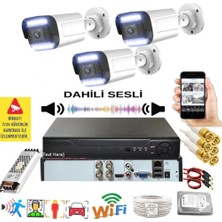 Qromax 3 Kameralı Set - Yapay Zeka Özellikli Gece Renkli Sesli FullHD 5Mp Lensli 12 Warm Ledli Güvenlik Kamerası Seti 312WS-104