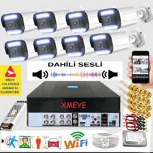 Qromax 8 Kameralı Set - Yapay Zeka Özellikli Gece Renkli Sesli FullHD 5Mp Lensli 12 Warm Ledli Güvenlik Kamerası Seti 312WS-9008