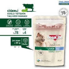 BonaCibo Soslu Ciğerli Pouch Yaş Kedi Maması 85 gr x 24 Adet