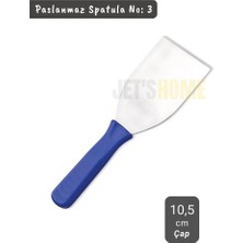 Jet's Home Börek Kesici Paslanmaz Çelik Pasta Spatulası Pizza Kesici Mavi Saplı No:3 Çap 10,5 cm