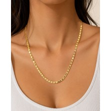 Fm 💎 Premium Gold Renk Parlak ve Şık Pullu Arpa 316l Çelik Zincir Kadın Kolye (60cm)